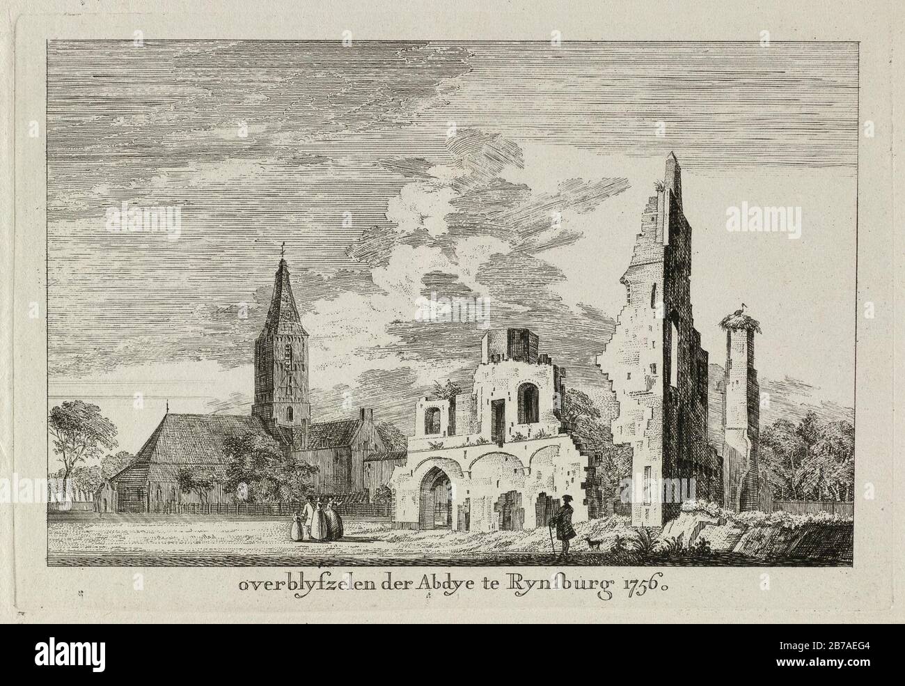 Gezicht op de ruïne van de abdij van Rijnsburg. Banque D'Images