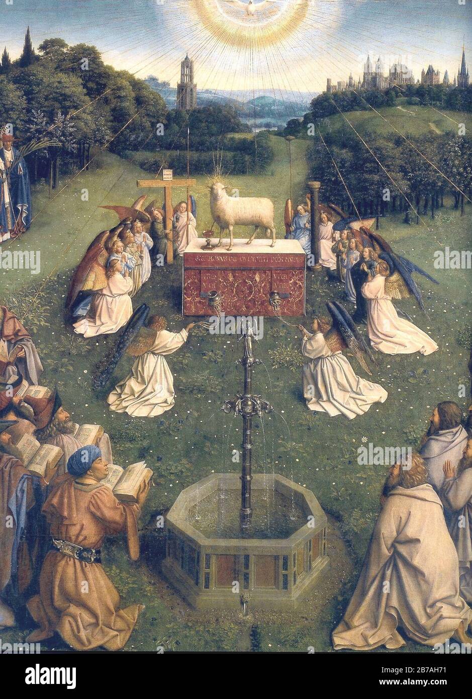 Altarpette de Gand D - adoration de l'agneau 2. Banque D'Images