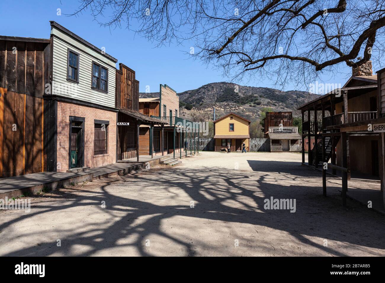 Agoura Hills, Californie, États-Unis - 26 février 2012 : ville de cinéma historique de l'ouest appartenant au US National Park Service à Paramount Ranch. Banque D'Images