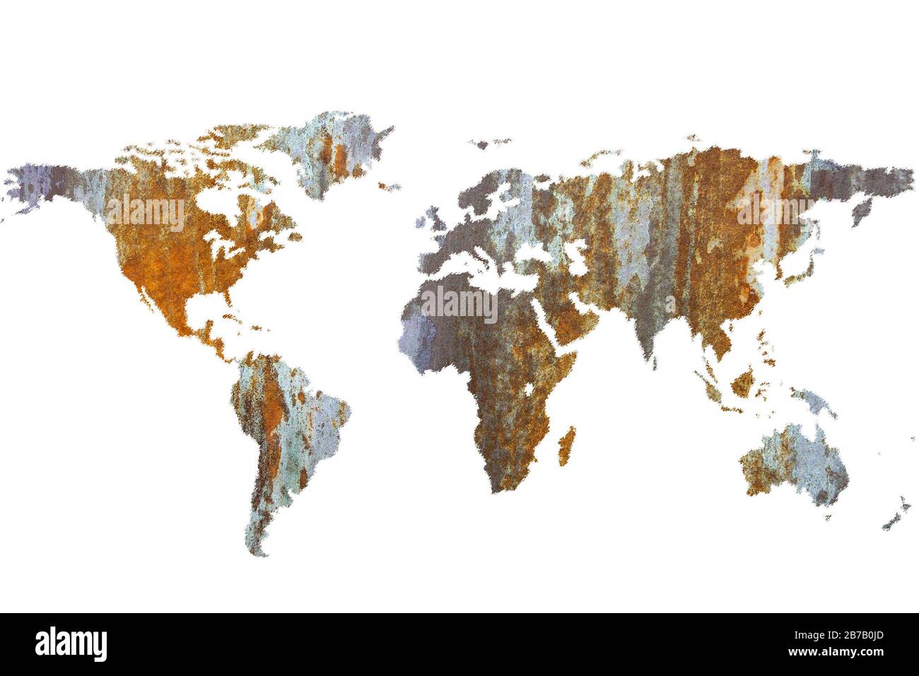 Carte du monde avec une texture abstraite isolée sur fond blanc Banque D'Images