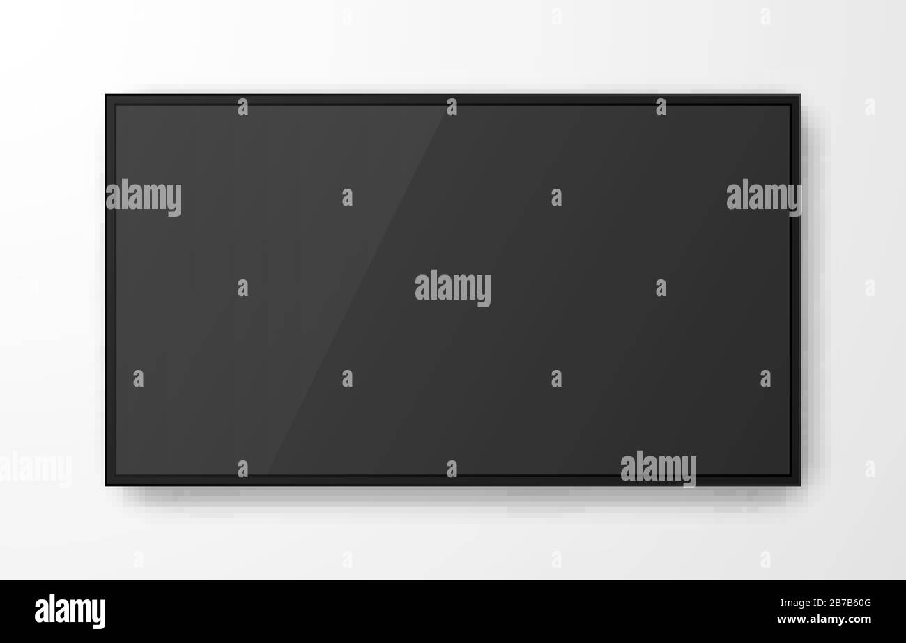 Écran de télévision réaliste sur fond transparent. Maquette de l'affichage du moniteur de l'ordinateur. TV LED 3d moniteur. Vector illustration. Illustration de Vecteur