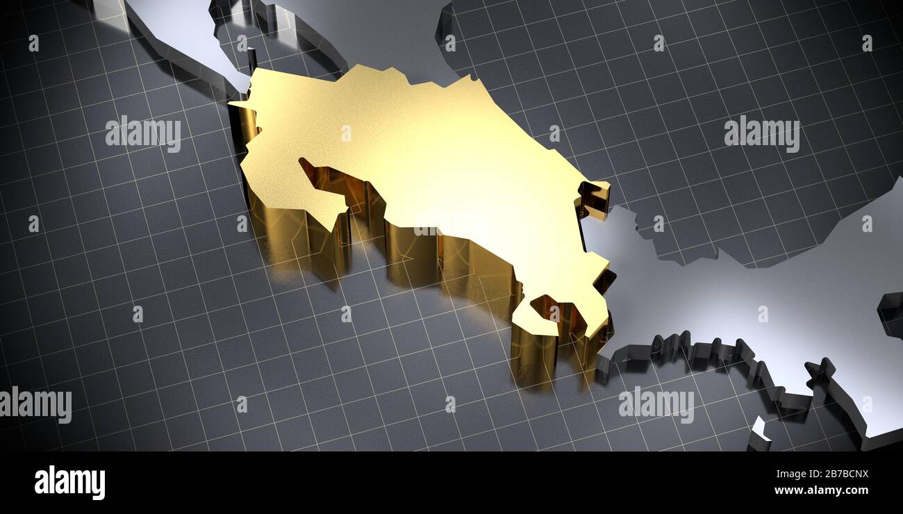 Costa Rica - forme de pays - illustration tridimensionnelle Banque D'Images