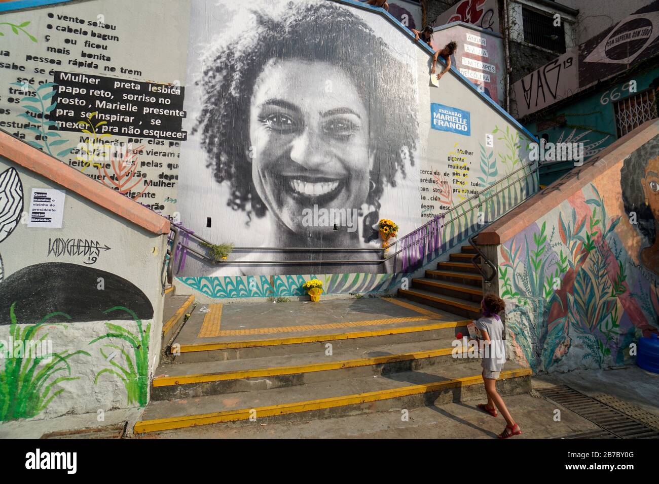 L Hommage A Marielle Franco Est Vu Dans La Ville De Sao Paulo Le 14 Mars Le 14 Mars Marque Le Deuxieme Anniversaire De La Mort Du Conseiller Municipal Photo Stock Alamy