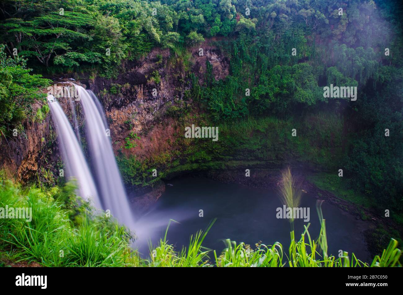 Incroyable cascade de Wailua au nord de Lihue à Kauai Hawaii USA Banque D'Images