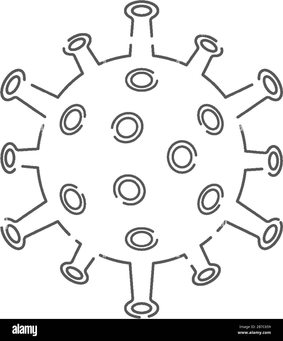 Icône de vecteur de ligne monochrome plat de coronavirus. Nouveau coronavirus 2019-nCoV. Illustration de Vecteur