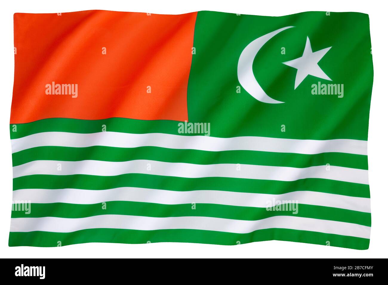 Le drapeau de l'Azad Cachemire - le drapeau d'état du territoire de l'Azad Cachemire dans le nord-ouest de l'Inde. Banque D'Images