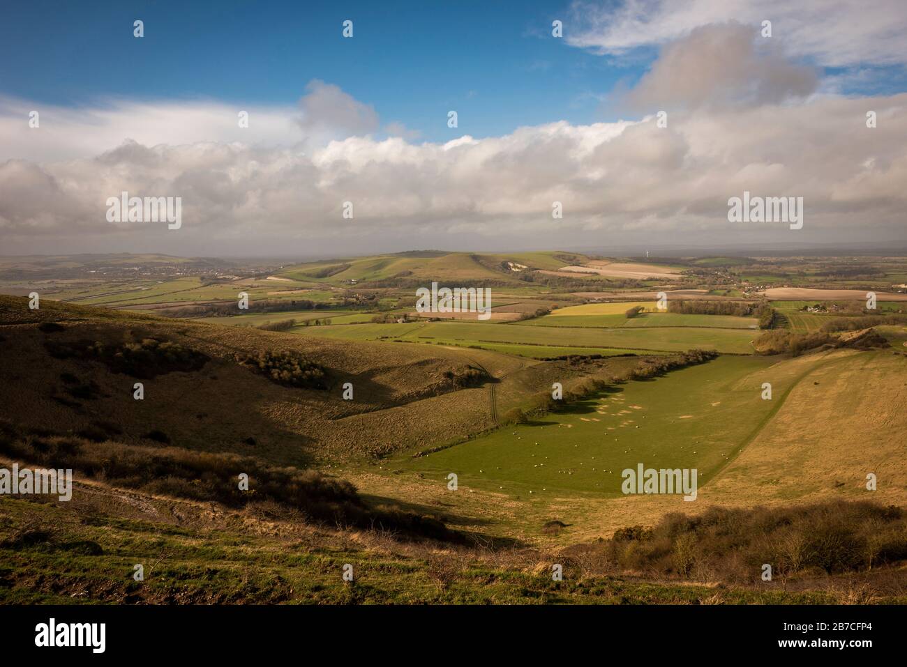 Firle Beacon sur South Downs Way, East Sussex, Royaume-Uni Banque D'Images