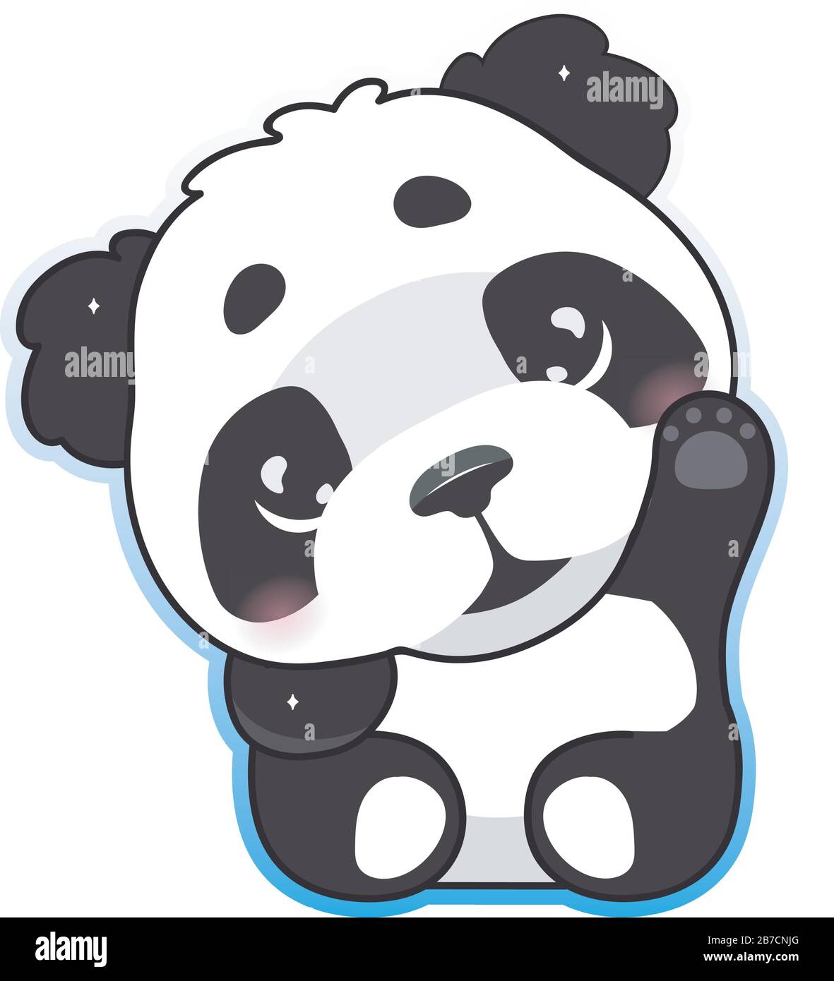 Mignon Panda Waving Main Kawaii Personnage Vectoriel De Dessin Anime Adorable Heureux Et Drole Animal Avec Un Haut Message D Accueil Etiquette Isolee De Geste Patch Anime Bebe Image Vectorielle Stock Alamy