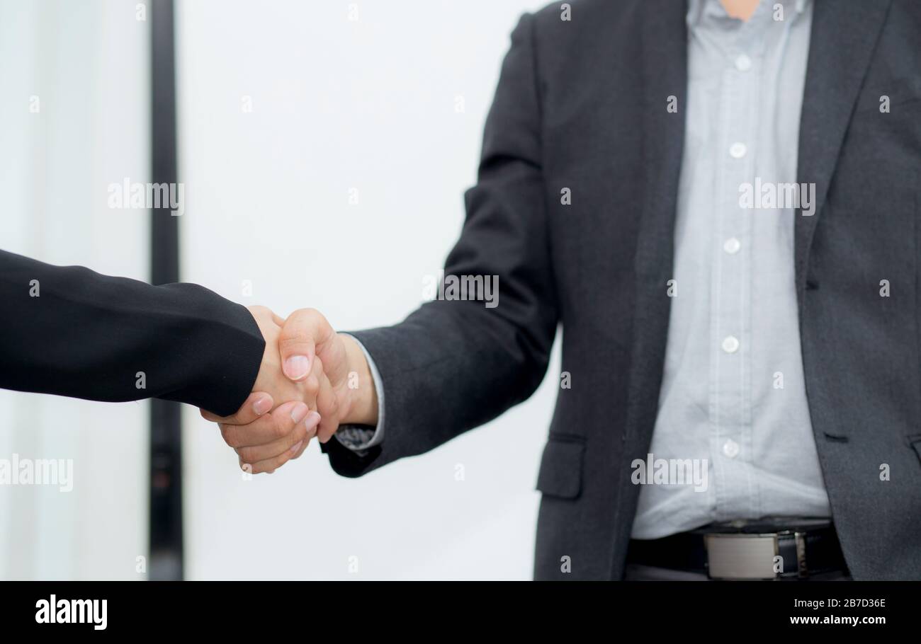Prise d'un gros plan deux business people shaking hands - Accueil Concept Deal Handshake Banque D'Images