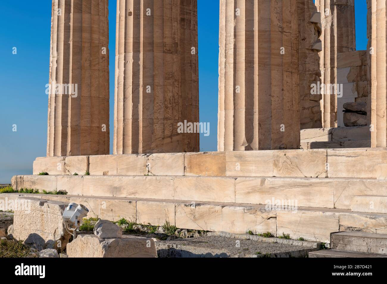 Closeup du temple du Parthénon , Acropole d'Athènes, Grèce. Banque D'Images