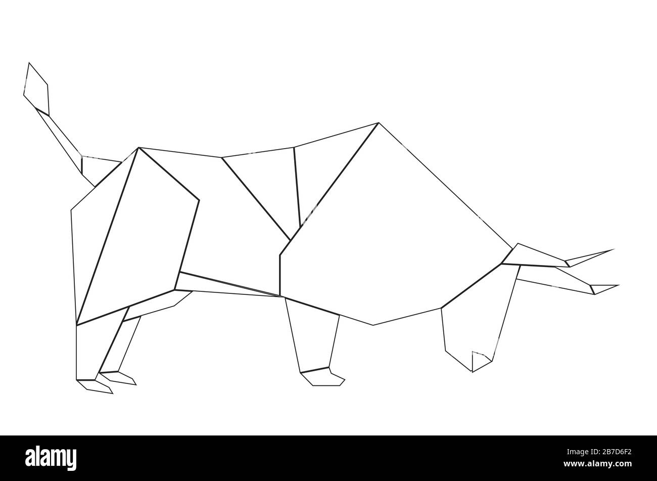 Illustration géométrique du style origami de taureau blanc. Illustration de Vecteur