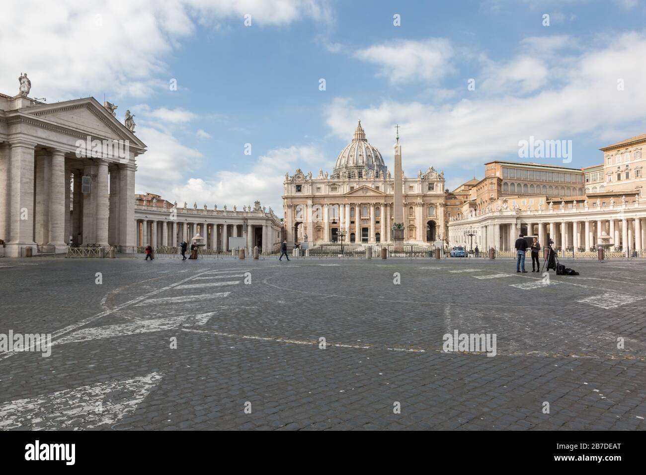 Rome, Italie, verrouillage d'urgence de Coronavirus. Place Saint-Pierre, Vatican. Le Saint-Mess n'est pas célébré après le décret du gouvernement du 11 mars Banque D'Images