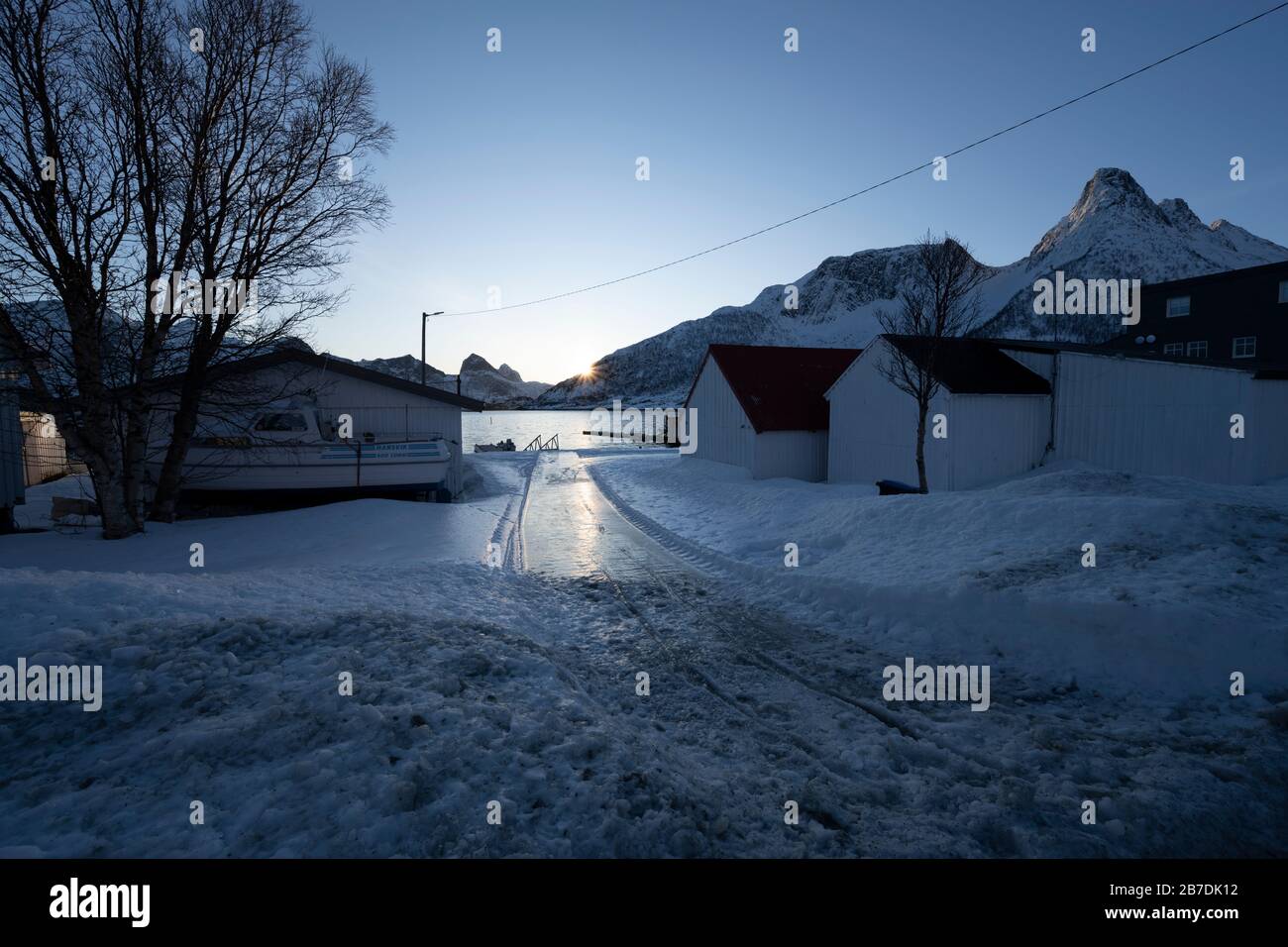 Paysage d'hiver à Senja, Norvège. Banque D'Images