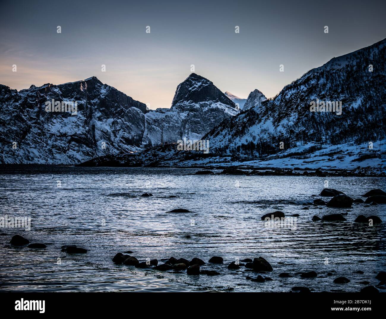 Paysage d'hiver à Senja et Norlandet, Norvège. Banque D'Images