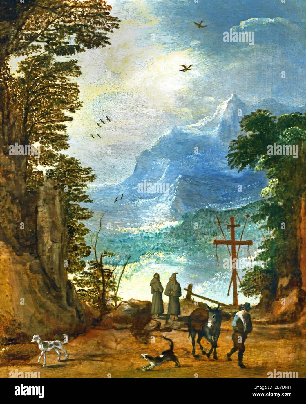Paysage de montagne 1630 Joos de Momper 1564-1635 et Sebastian Vrancx 1573-1647 peintres flamands du XVIe au XVIIe siècle, belge, Belgique. Banque D'Images