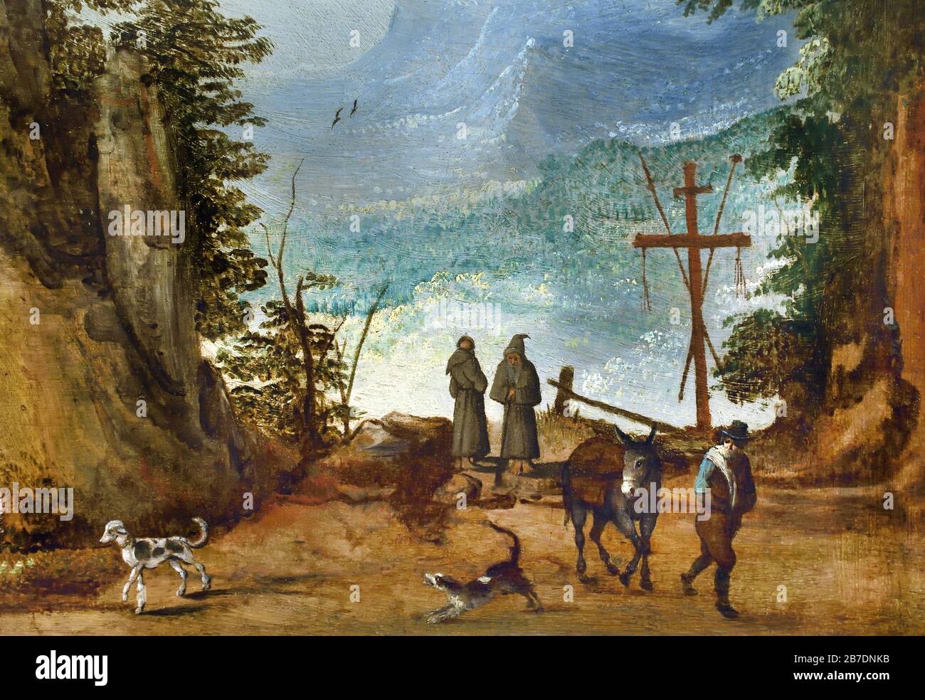 Paysage de montagne 1630 Joos de Momper 1564-1635 et Sebastian Vrancx 1573-1647 peintres flamands du XVIe au XVIIe siècle, belge, Belgique. Banque D'Images