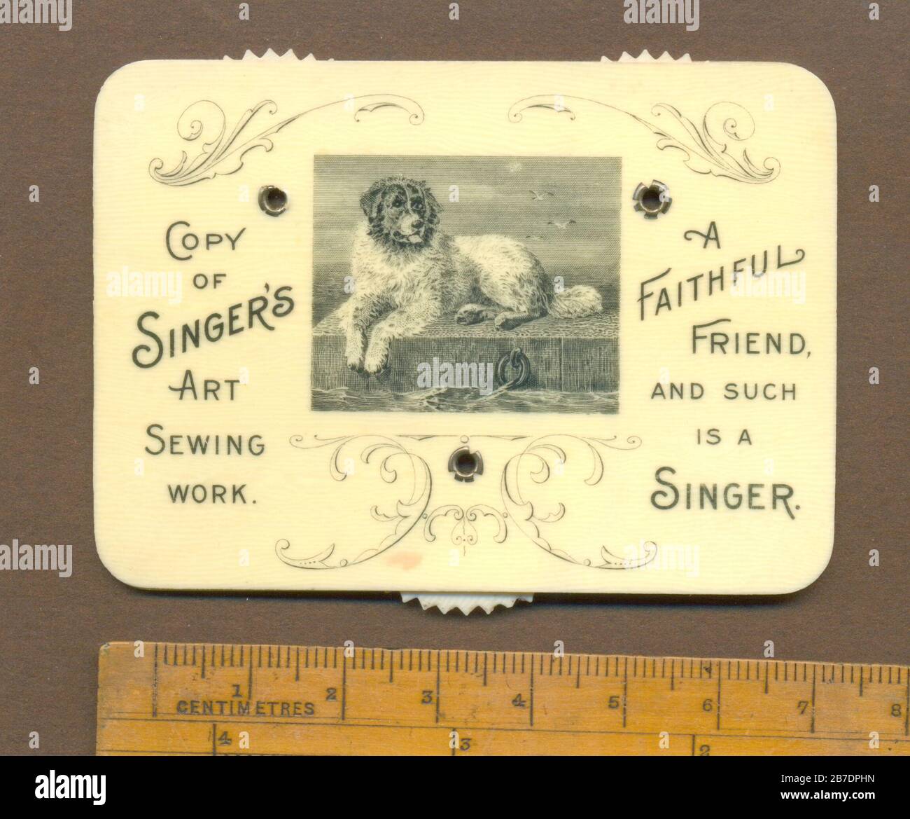 Whist celluloïde contre 1903 publicité Singer's Art Sewing Work Banque D'Images
