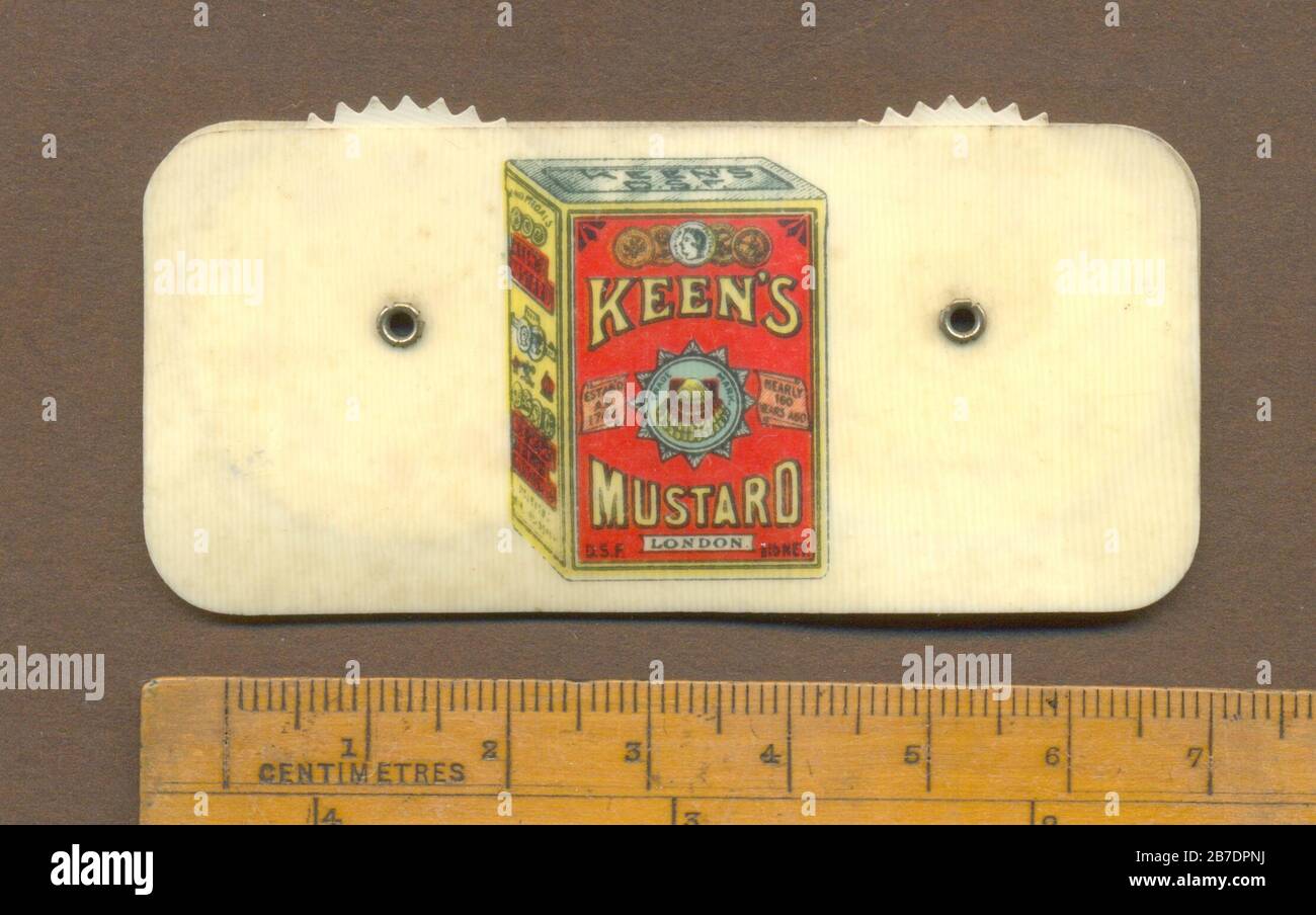 Whist celluloïde contre 1903 publicité Keen's Mustard, Londres. Banque D'Images