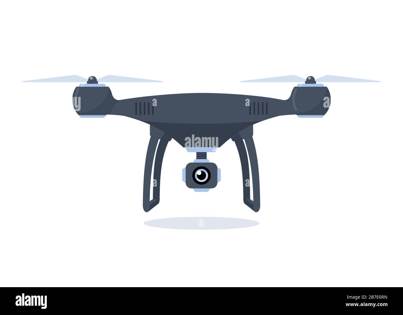 Drone avec caméra embarquée. Quadcopter isolé sur fond blanc. Illustration vectorielle plate Illustration de Vecteur