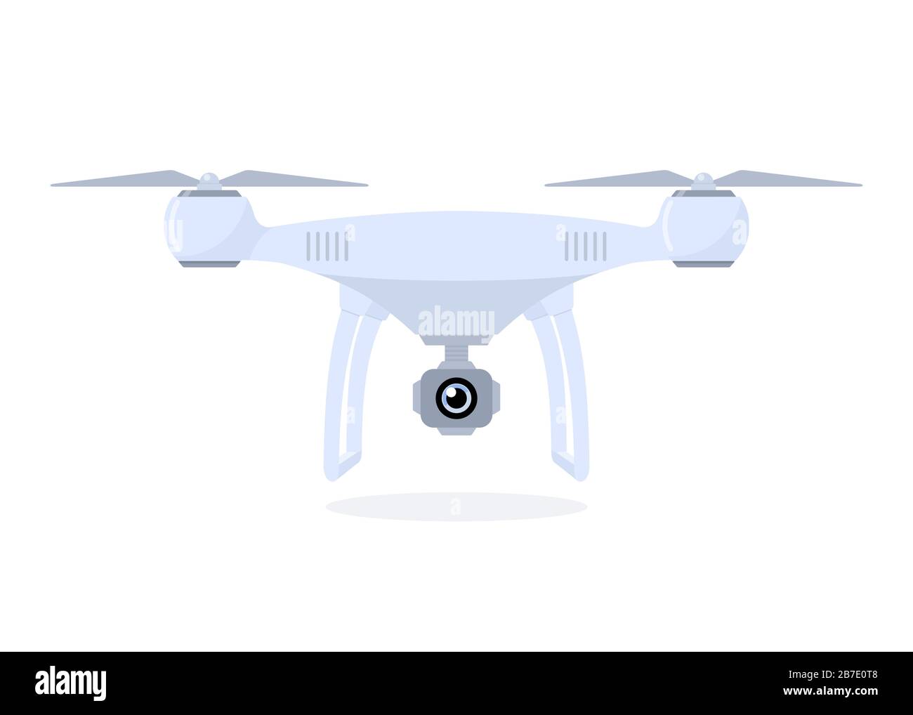 Drone avec caméra embarquée. Quadcopter isolé sur fond blanc. Illustration vectorielle plate Illustration de Vecteur