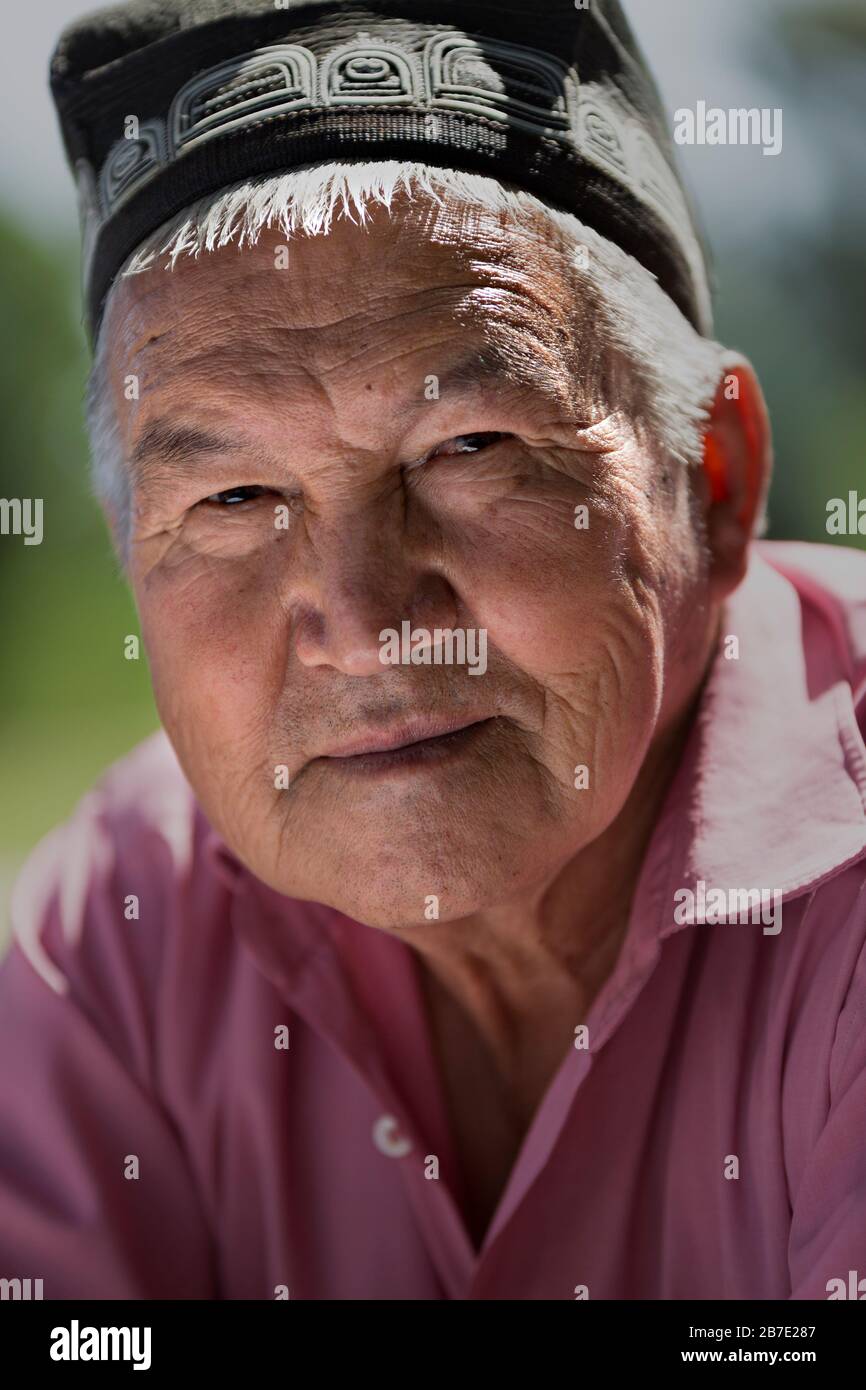 Portrait d'un ouzbek, à Samarkand, Ouzbékistan Banque D'Images