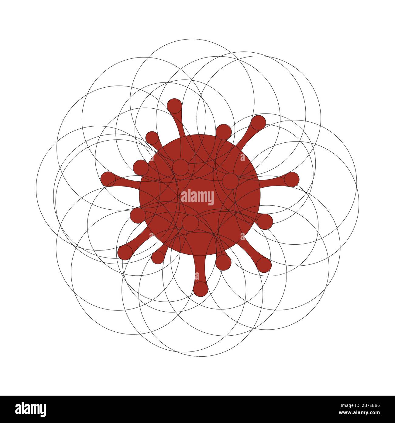 Icône Corona Virus Vector Anatomy. Chine Pathogène Infection Respiratoire Dessin Abstrait. Pandémie de grippe Illustration de Vecteur