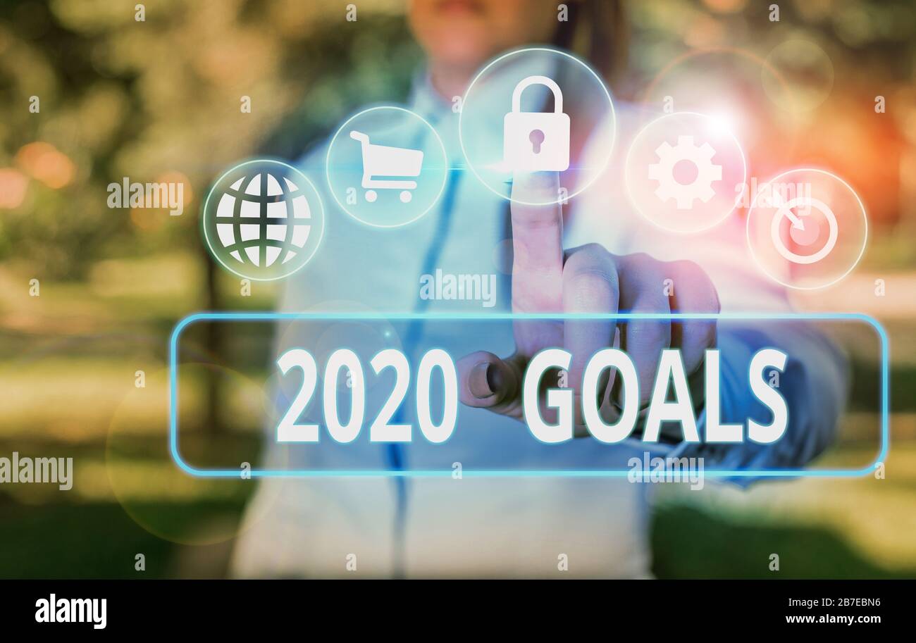 Texte écrit 2020 objectifs. Photo d'entreprise présentant quelque chose que vous essayez de faire ou de réaliser pour cette année Banque D'Images