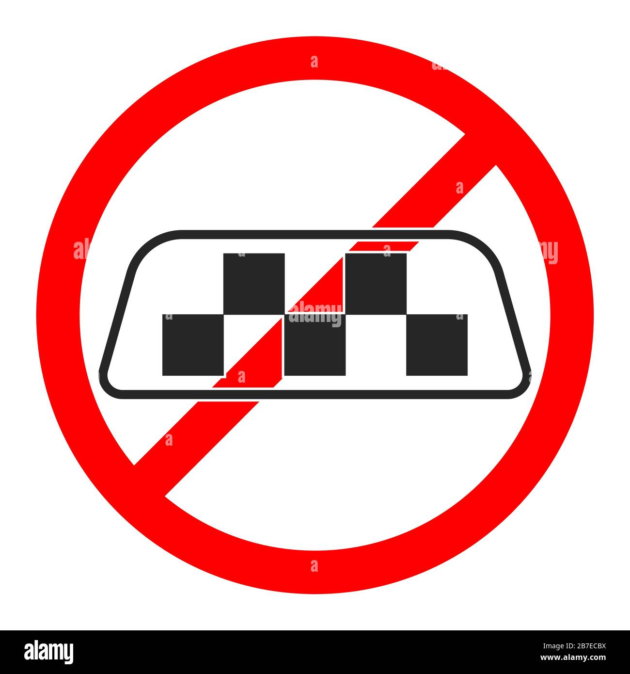 Signe d'interdiction taxi. Panneau interdit de taxi de voiture. Panneau de toit de voiture de taxi. Icône vecteur isolé. Illustration de Vecteur