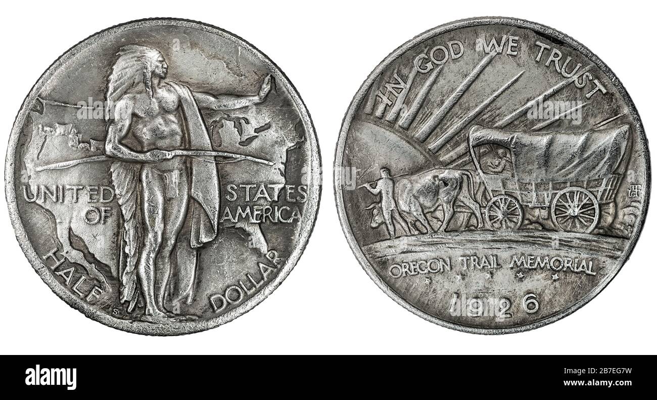 Vintage États-Unis d'Amérique commerce original argent demi-dollar Banque D'Images