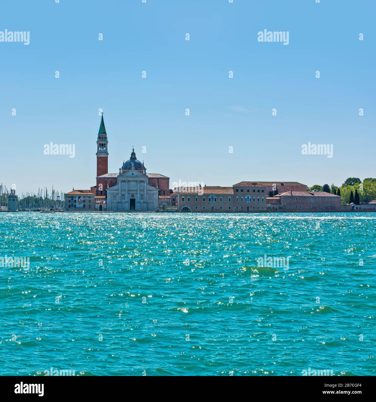Venise, Italie - 17 MAI 2019 : Basilique San Giorgio Maggiore Église vue sur la lagune de Venise . Venise, Italie Banque D'Images