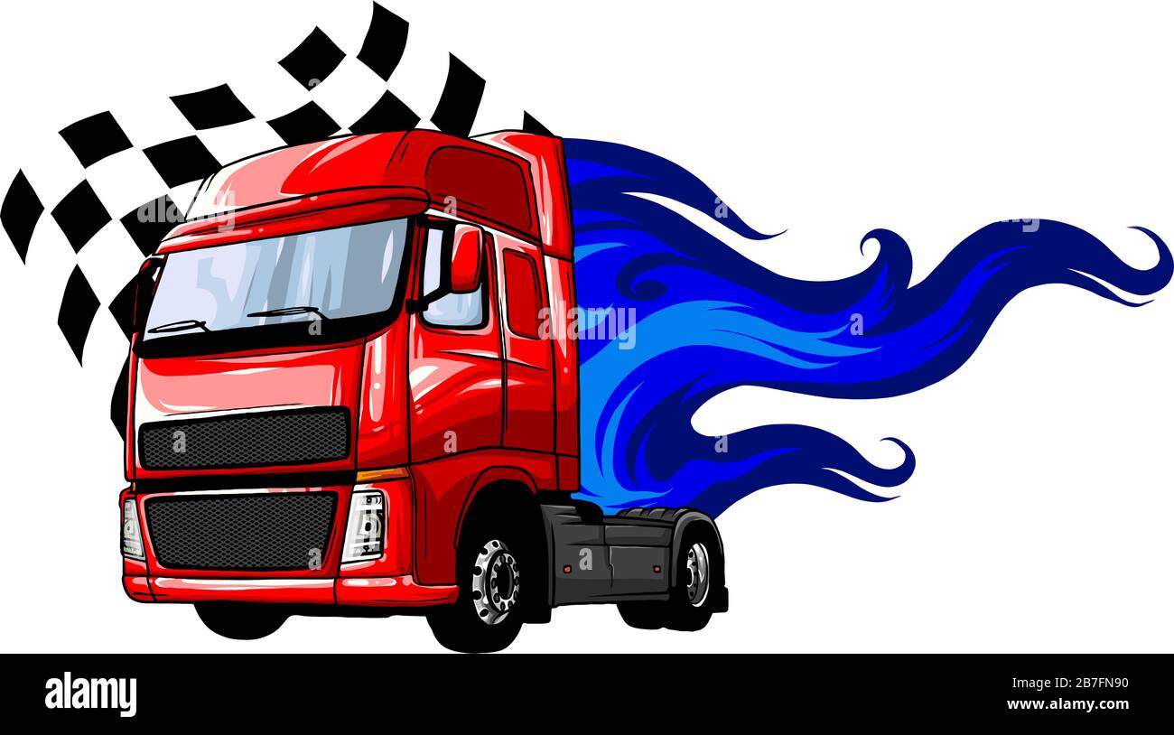 Semi-camion de dessin animé. Format vectoriel séparé par groupes et calques pour un montage facile Illustration de Vecteur