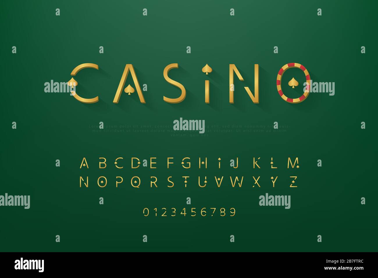 Jeu de polices de thème Golden casino Illustration de Vecteur