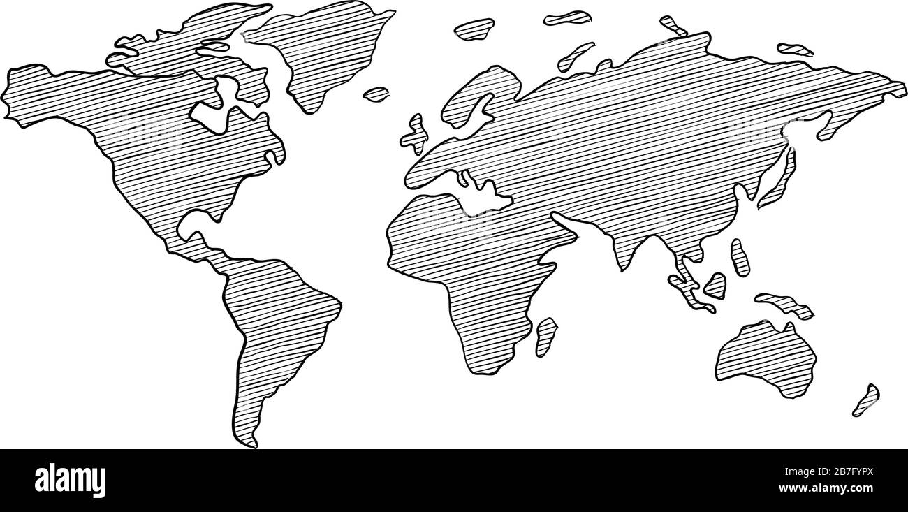Scribble esquisse de la carte du monde Illustration de Vecteur
