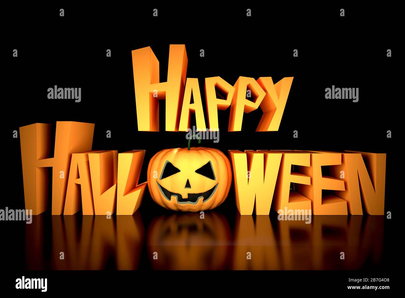 Heureux texte Halloween sur fond noir Banque D'Images