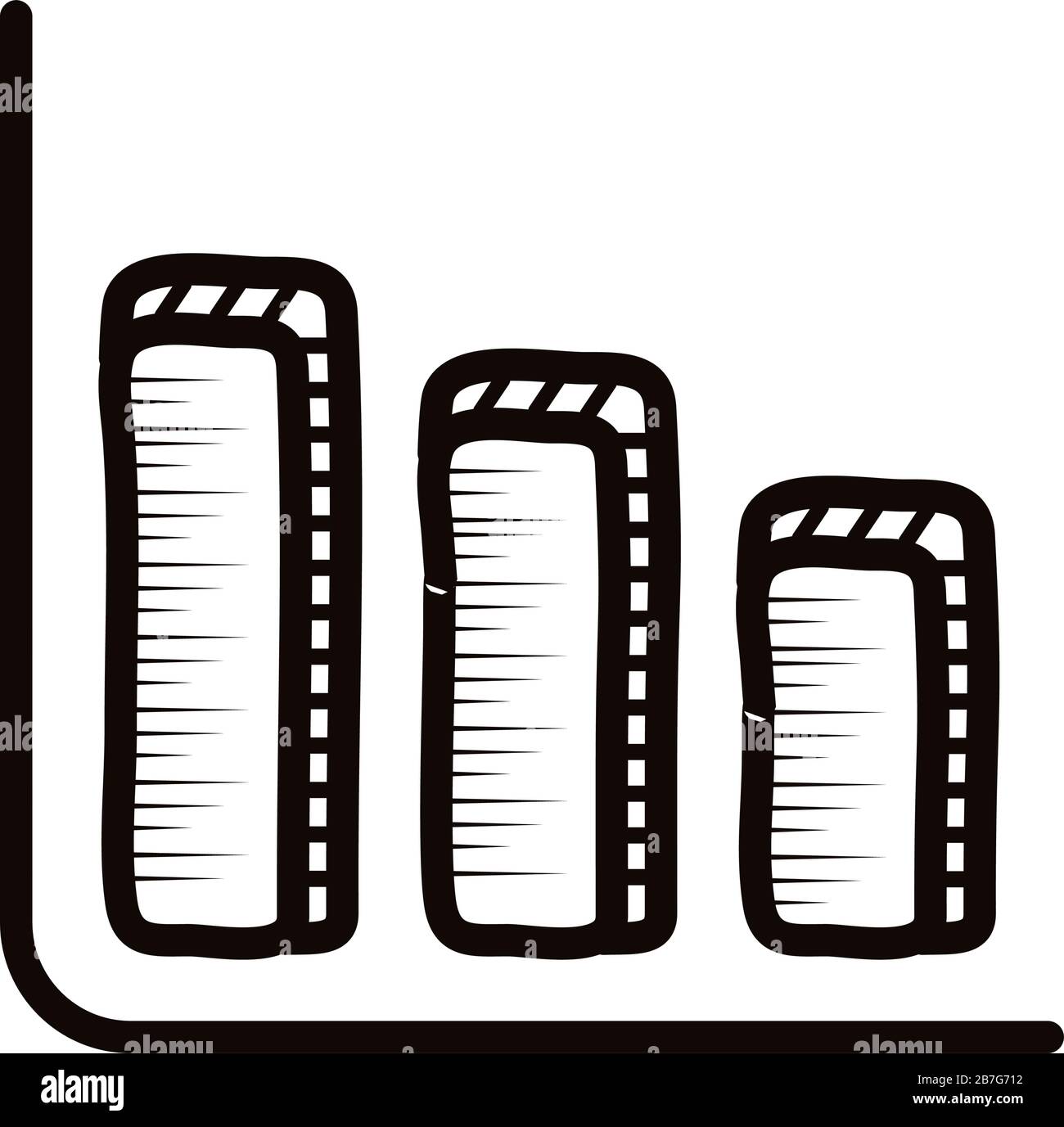 les barres de statistiques infographiques affichent une icône de style de ligne de gribouille Illustration de Vecteur