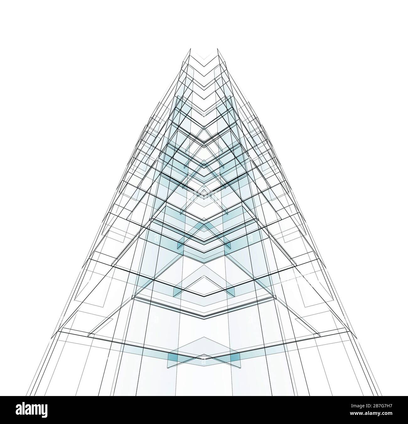 La construction d'architecture moderne. White isolés. Le rendu 3D Banque D'Images