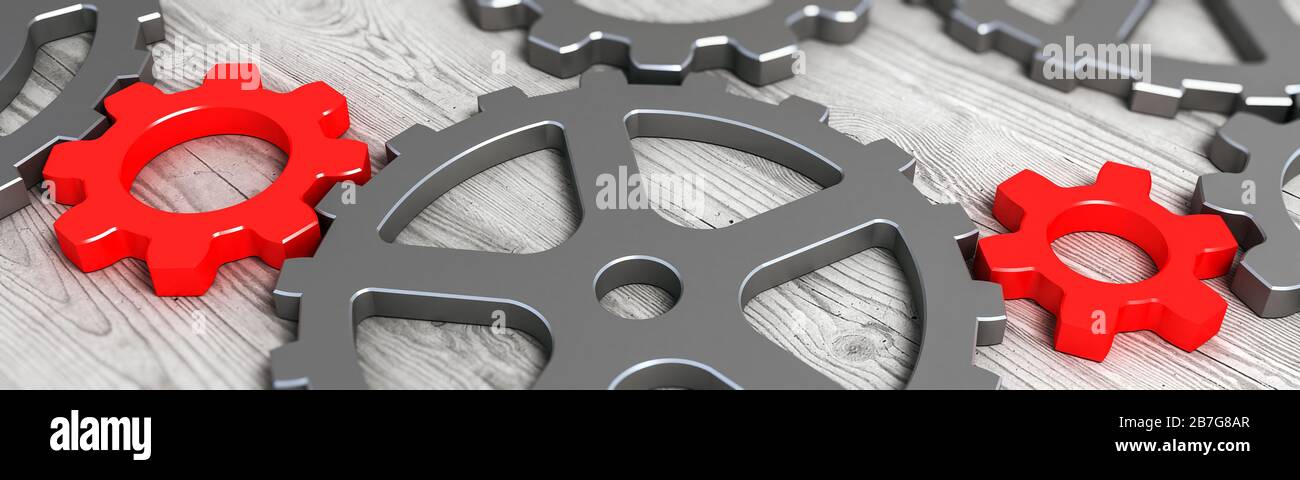 Pignons leader rouge concept panoramique. Le rendu 3D Banque D'Images