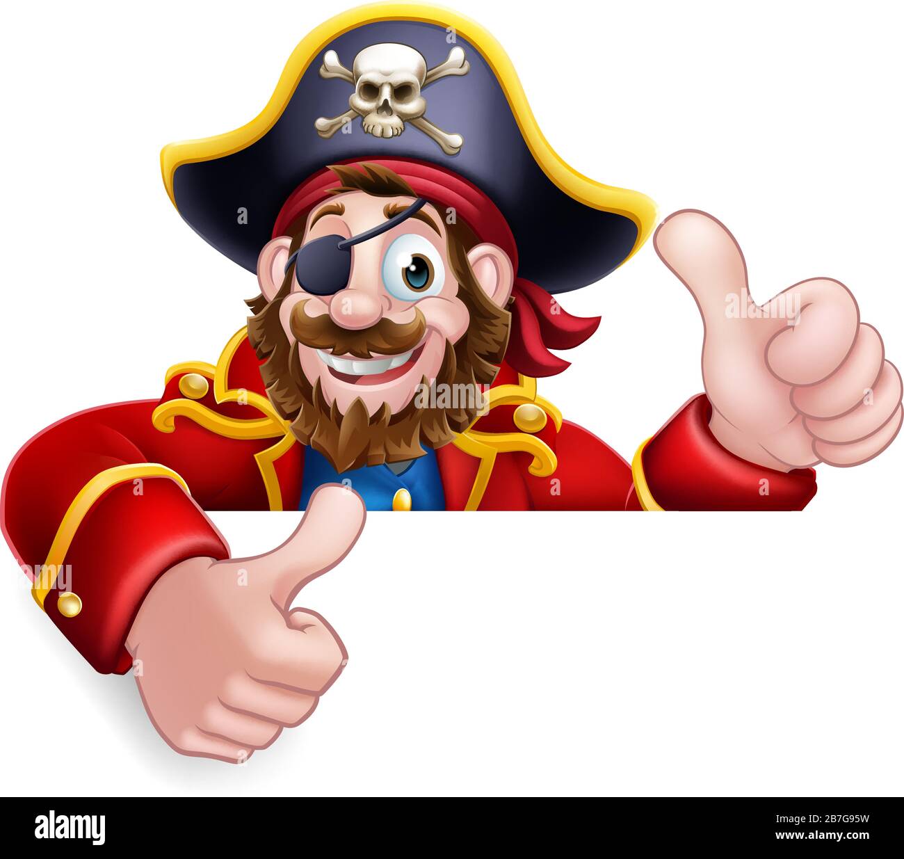 Pirate Captain Cartoon Peeking Background Sign Illustration de Vecteur