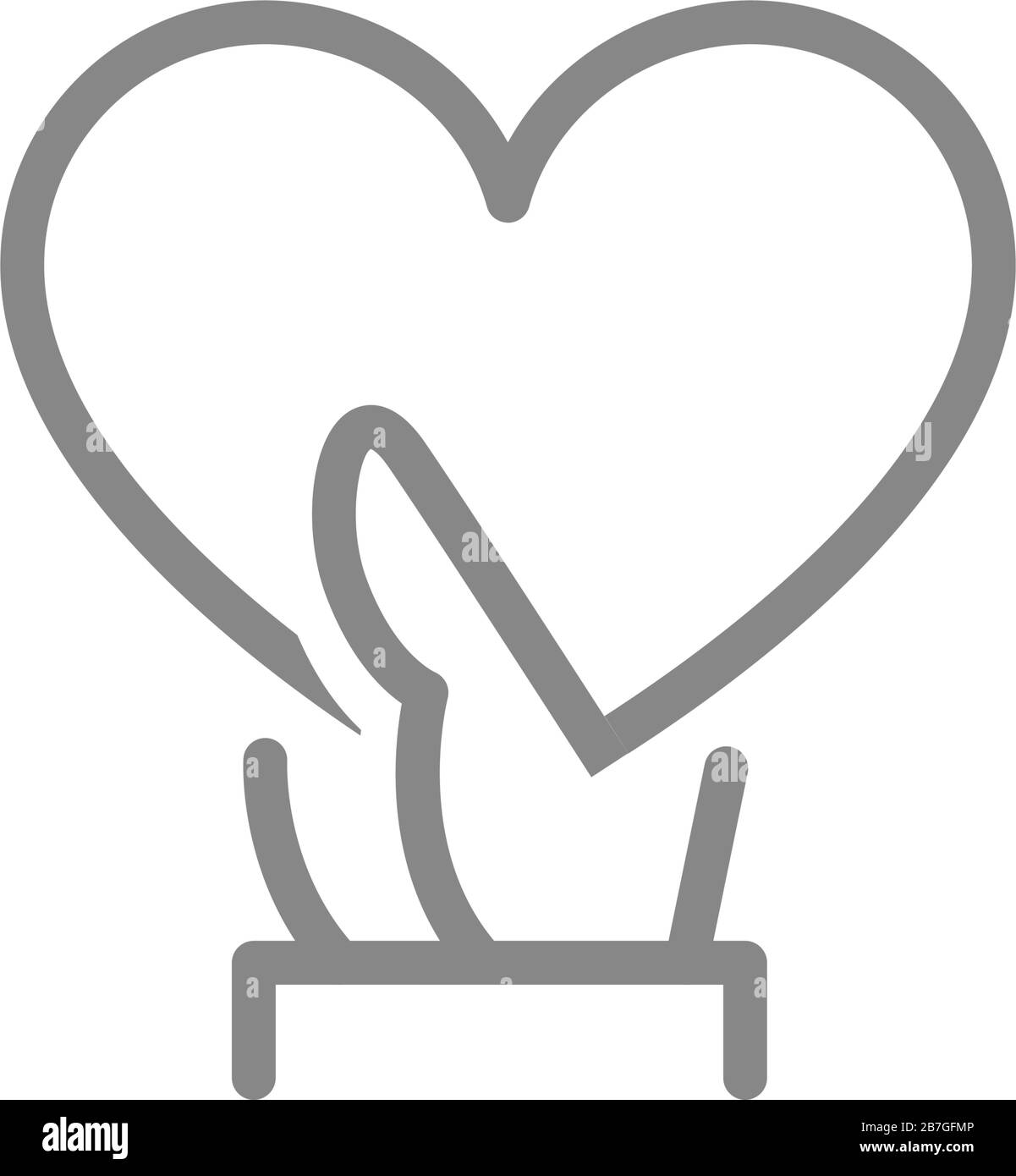 La main tient une grande icône de ligne cardiaque. Partagez un amour, comme un symbole de feedback Illustration de Vecteur