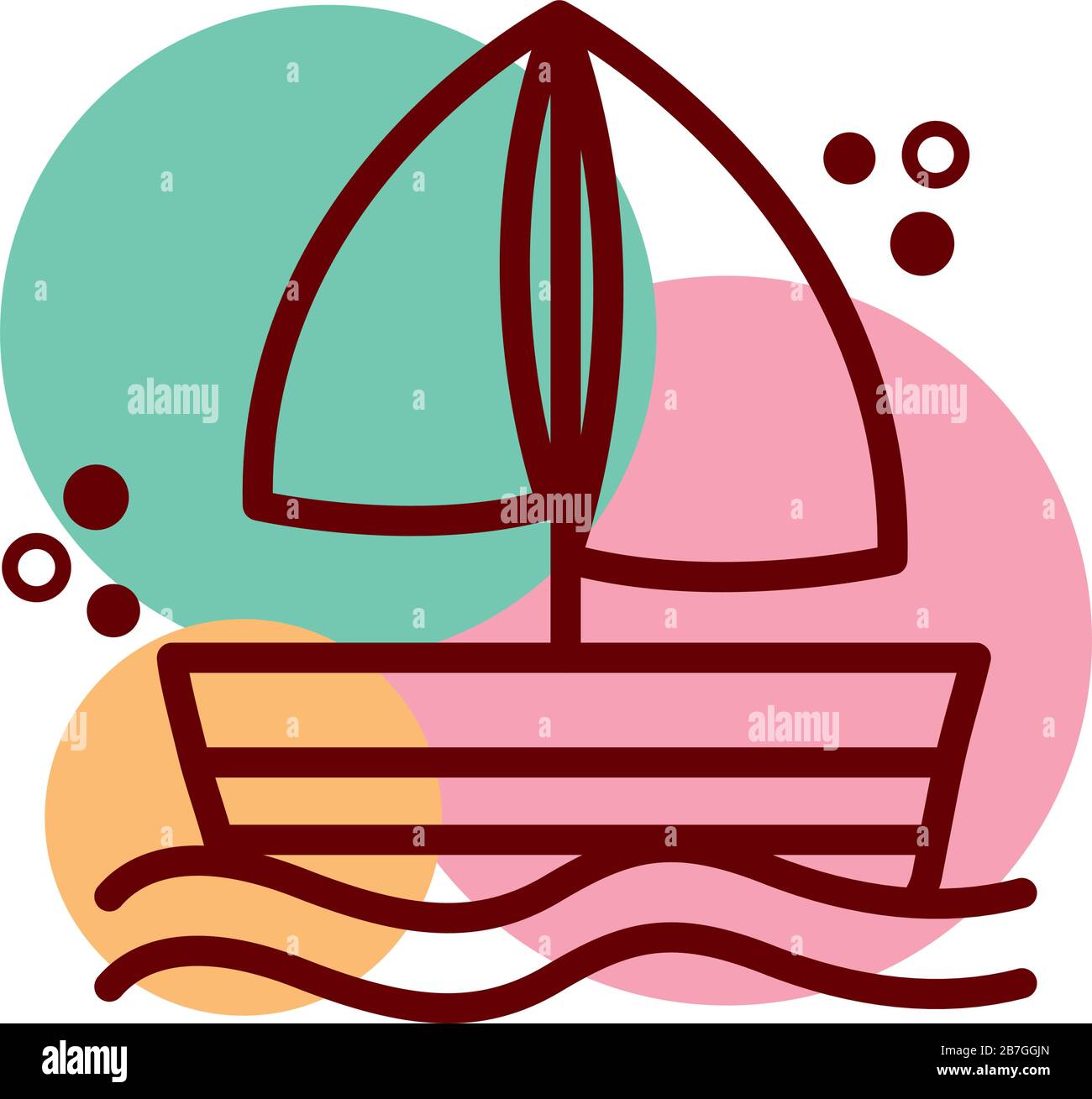 voilier navire ligne et couleur style icône Illustration de Vecteur