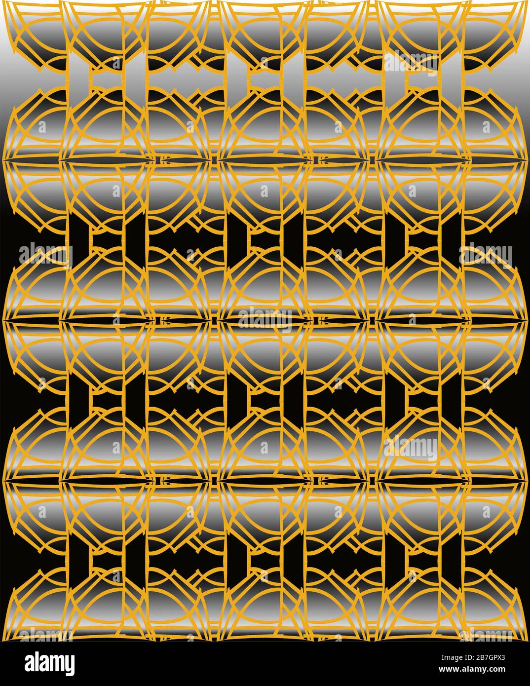 Formes dorées sur fond dégradé noir et blanc. - illustration. Banque D'Images