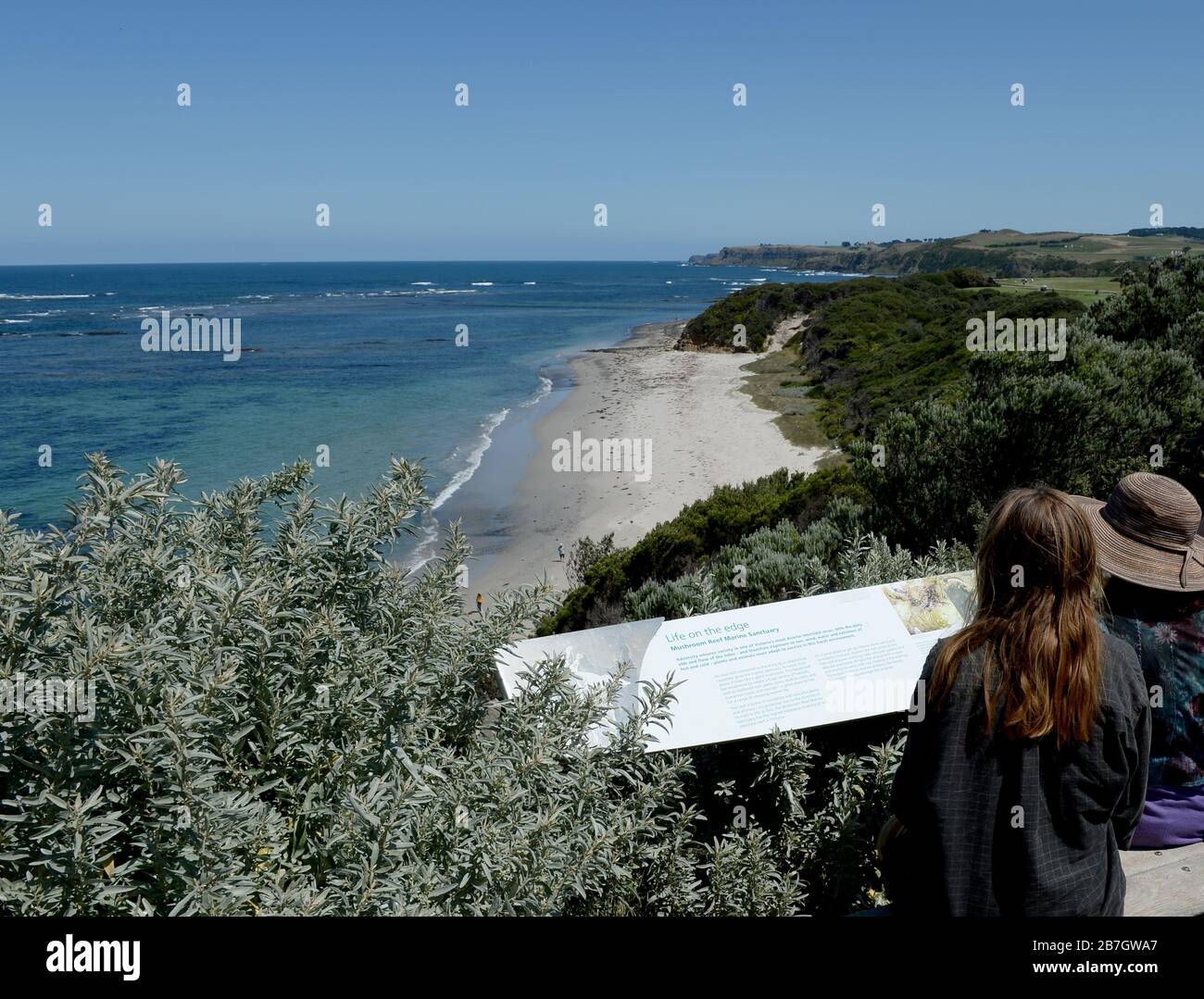 Visiteurs au sanctuaire marin de Mushroom Reef, Mornington Peninsula, Victoria, Australie Banque D'Images