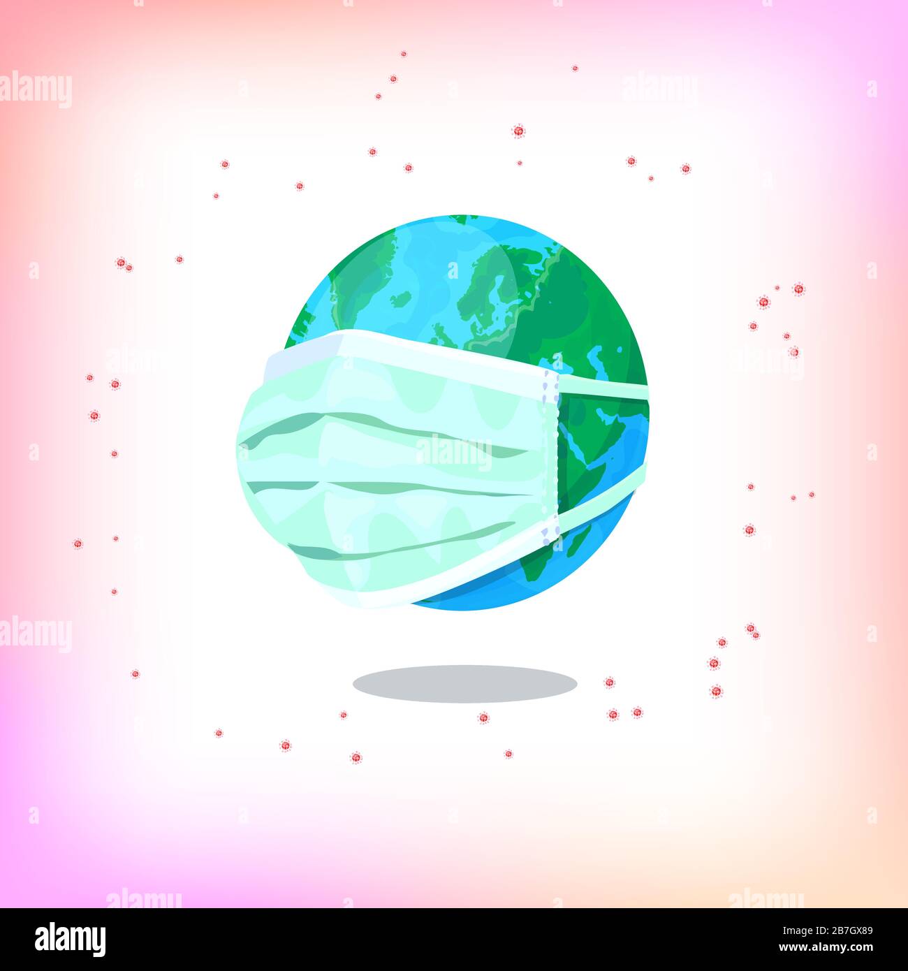 Coronavirus. Éclosion de coronavirus chinois. Arrêter le coronavirus. Protection des masques médicaux contre les maladies respiratoires, un problème mondial. Contrôler l'infection. Illustration de Vecteur
