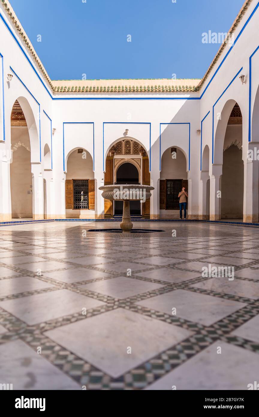 À l'intérieur du Palais Bahia, Marrakech. Maroc Banque D'Images