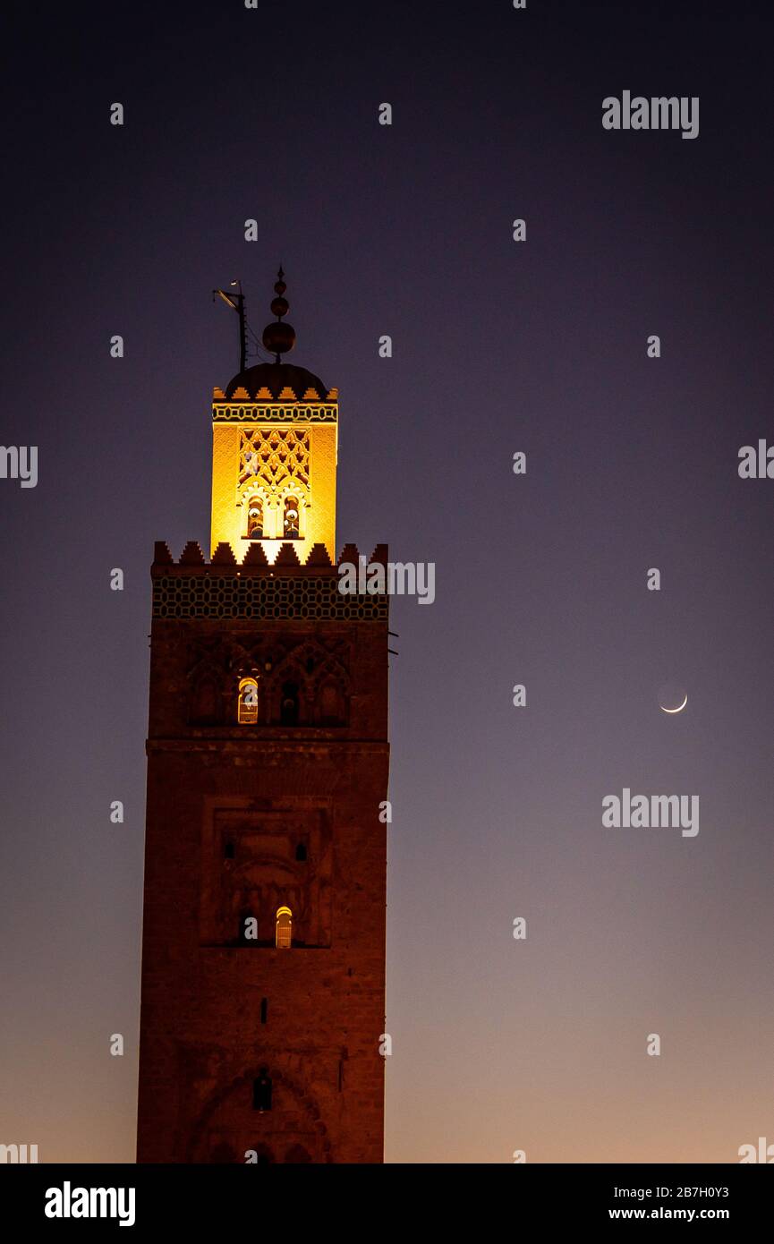 Mosquée Koutoubia à Marrakech. Maroc Banque D'Images