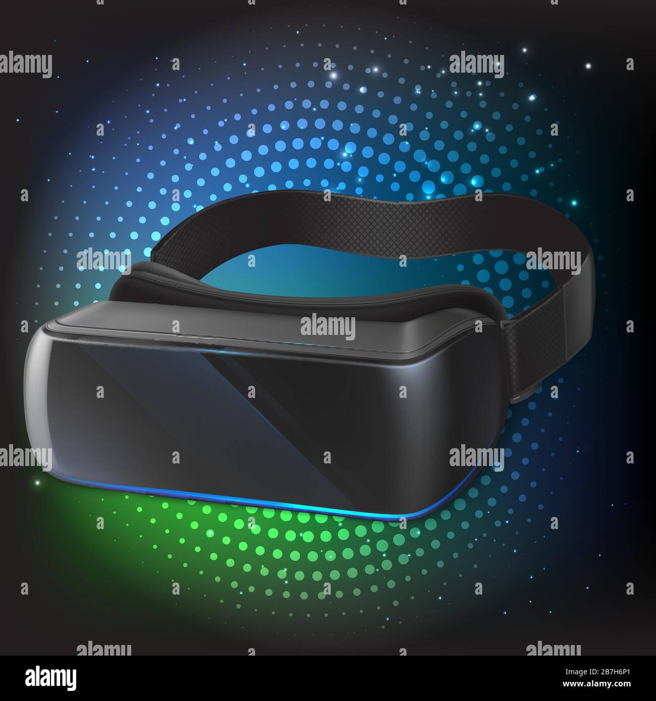 Vue avant de l'écran vectoriel optique monté sur la tête ou des lunettes de réalité virtuelle isolées en arrière-plan Illustration de Vecteur