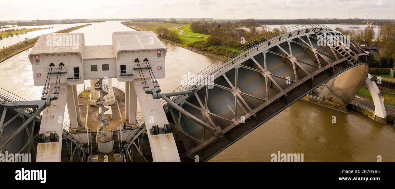 Hagestein, Pays-Bas; le complexe Hagestein, barrage et écluse debout Banque D'Images