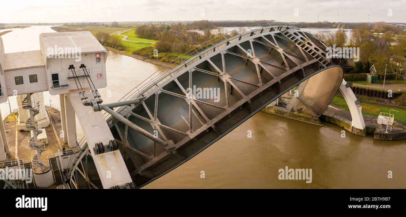 Hagestein, Pays-Bas; le complexe Hagestein, barrage et écluse debout Banque D'Images