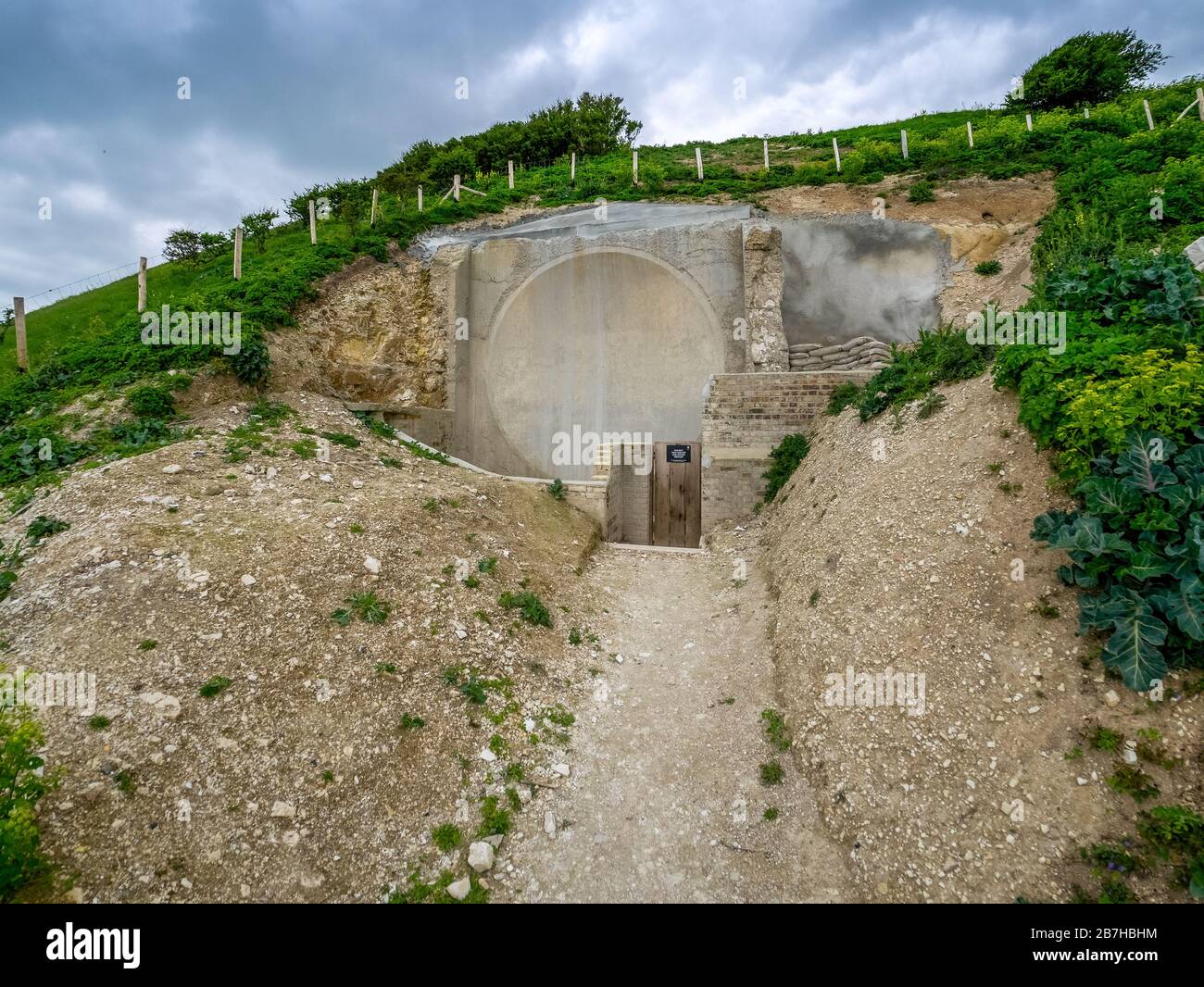 Vue grand angle des rétroviseurs au niveau de Fan Bay Deep Shelter Banque D'Images