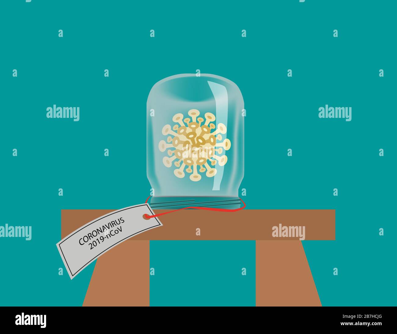 La bactérie du coronavirus est recouverte d'un bol en verre. Bol en verre sur la table. Illustration de Vecteur